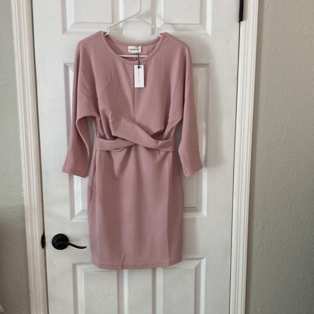 Pink long sleeve sheath dress by Sugar Lips